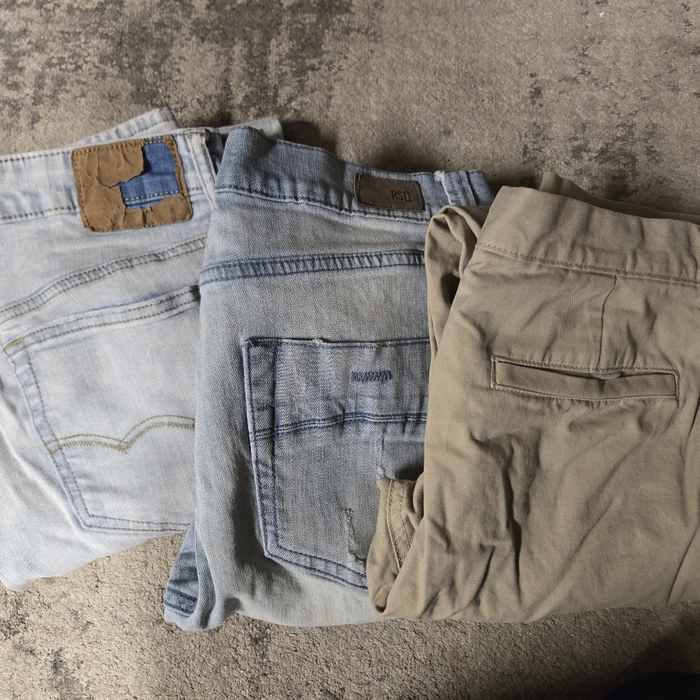 Multiples Men's Skinny Jeans - Light Blue and Tan